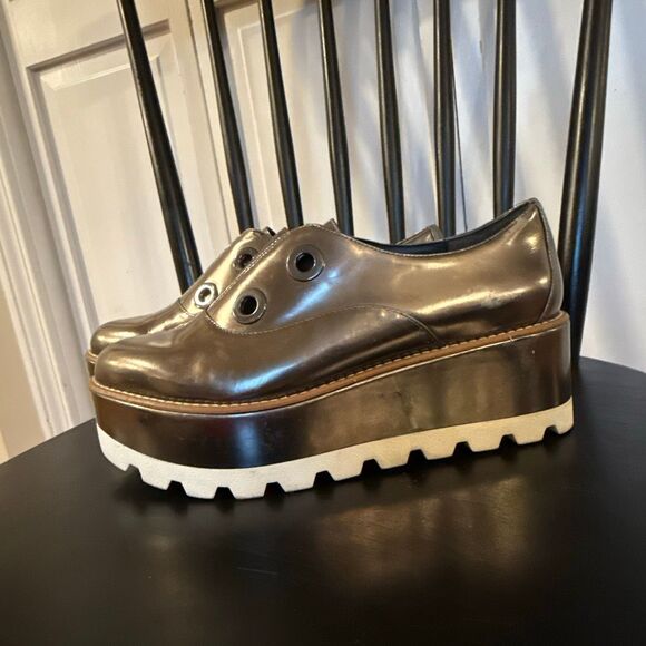 Donna Karan uri pewter metallic platform oxford size 8.5 - Picture 5 of 12